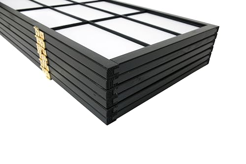 Black 4-Panel Freestanding Room Divider H238775