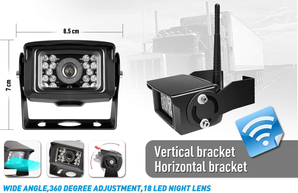 Digital Wireless Backup Camera System Kit IP69 Waterproof 2 Rear View Camera 7'' LCD Dual Split Monitor J5819
