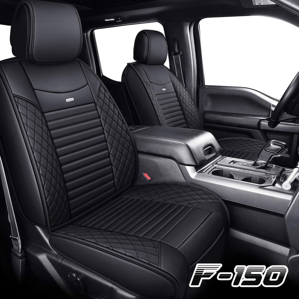 Waterproof Leather Truck Seat Covers Full Set Black-Red P492818