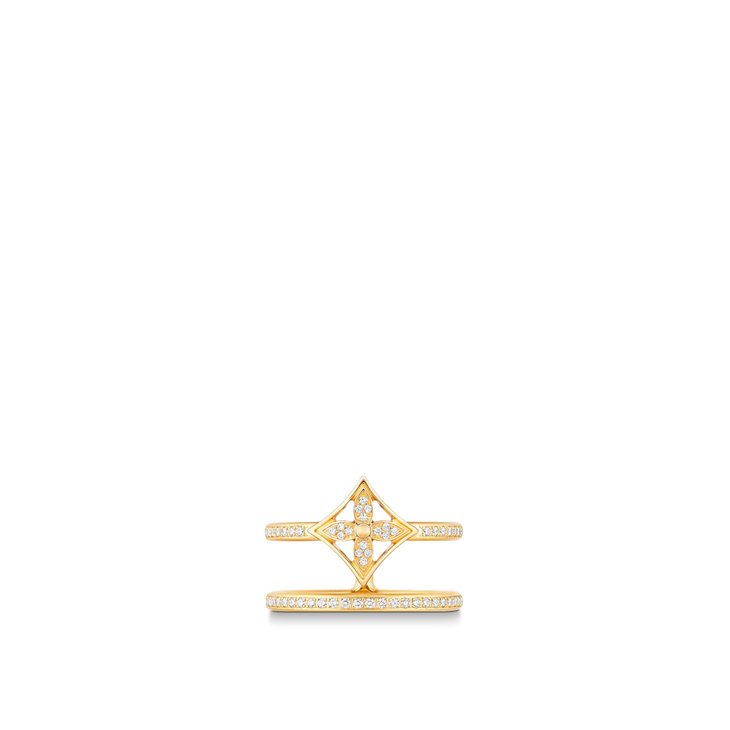 Gold and Diamond Double Row Ring I87065
