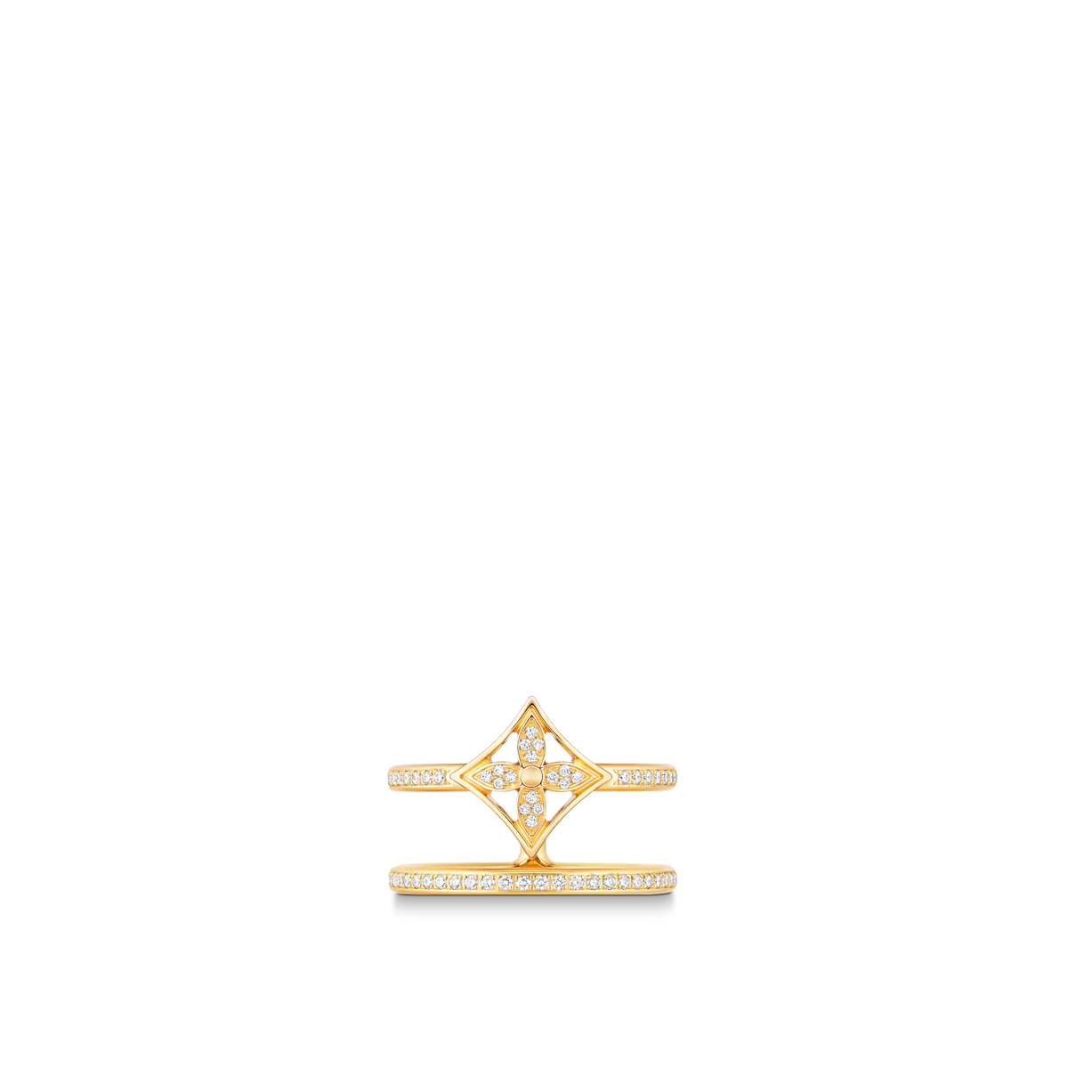 Gold and Diamond Double Row Ring I87065