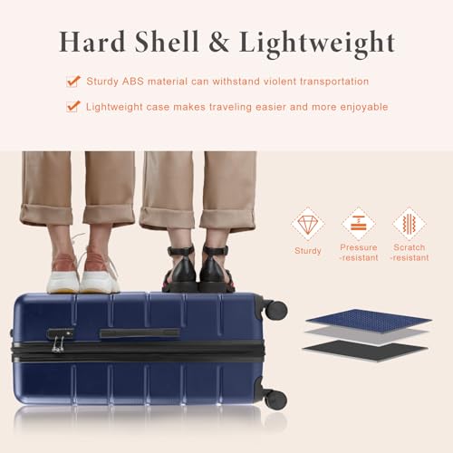 Navy Blue 24 Inch Hard Shell ABS Spinner Luggage L46473