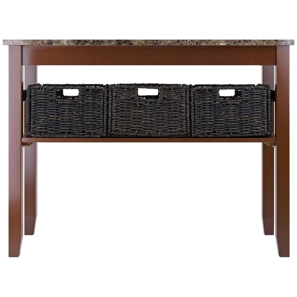 Faux Marble Console Table with 3 Baskets H316599