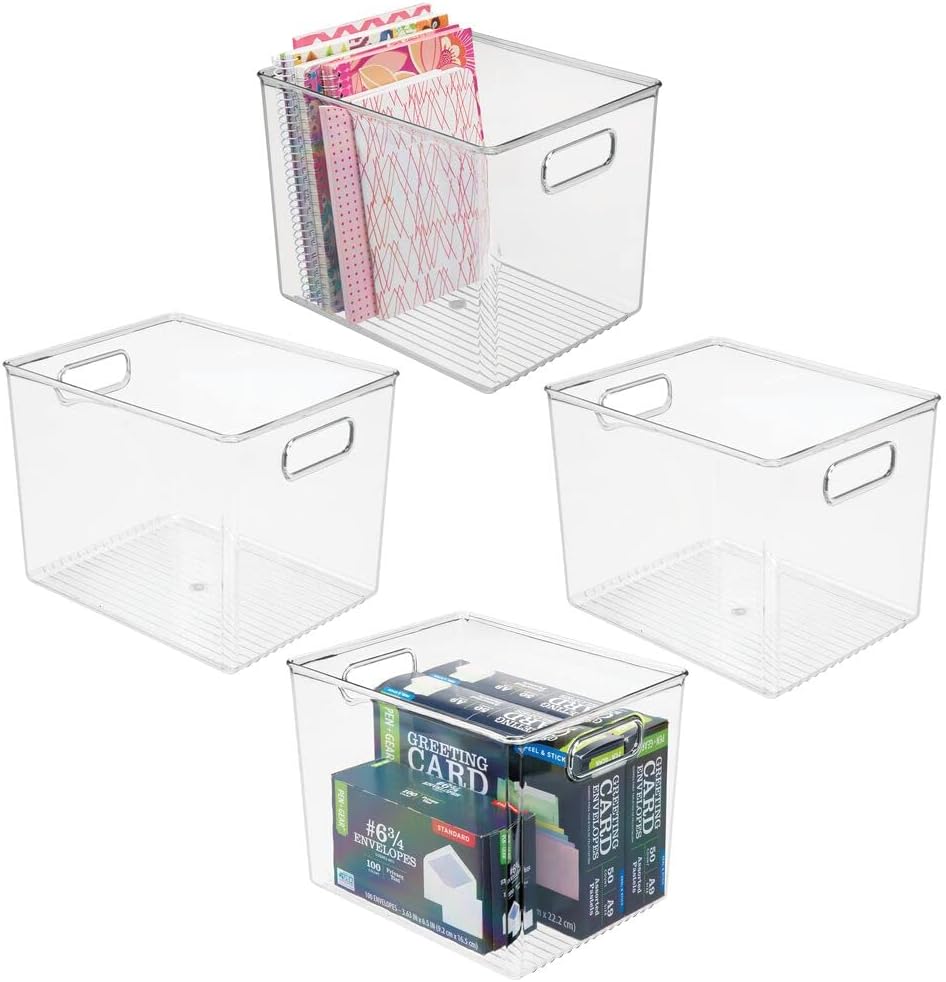 Clear Plastic Storage Bin with Handles, 10 Long, 4 Pack S801636