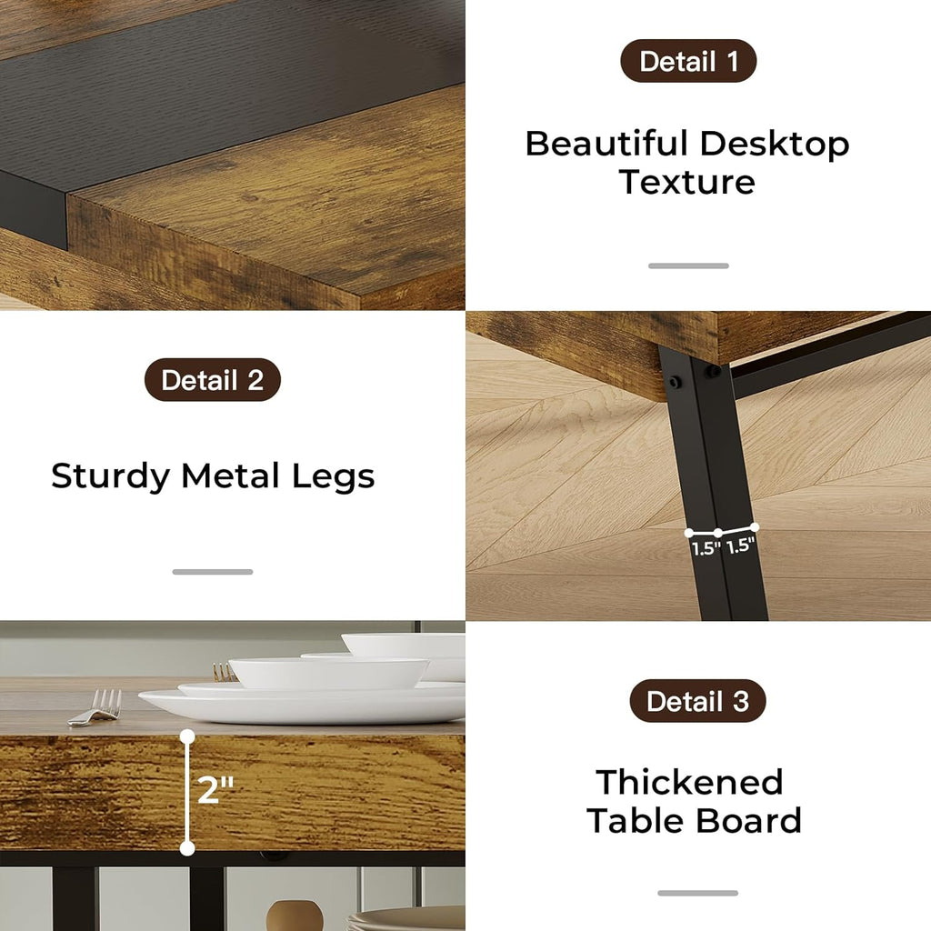 Brown 71-inch Rectangular Metal Frame Dining Table G780355