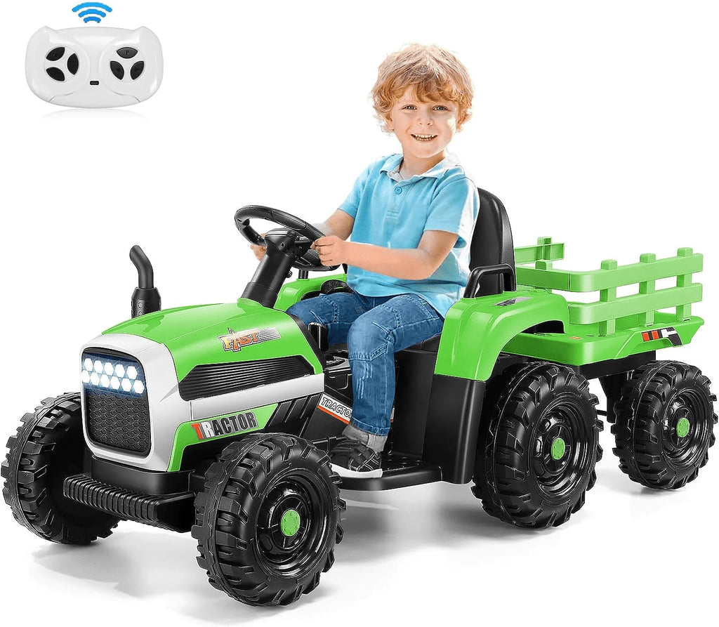 Kids Ride on Tractor with Trailer, 12 V Battery Powered, Pink Q689