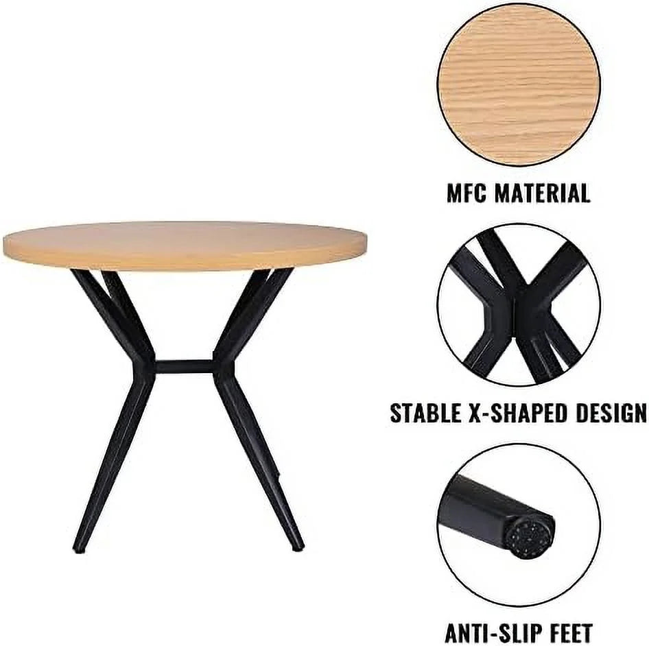 53'' Mid-Century Modern Round Dining Table with Metal Legs K2690