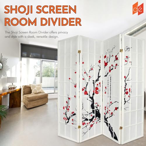 Black 4-Panel Freestanding Room Divider H238775