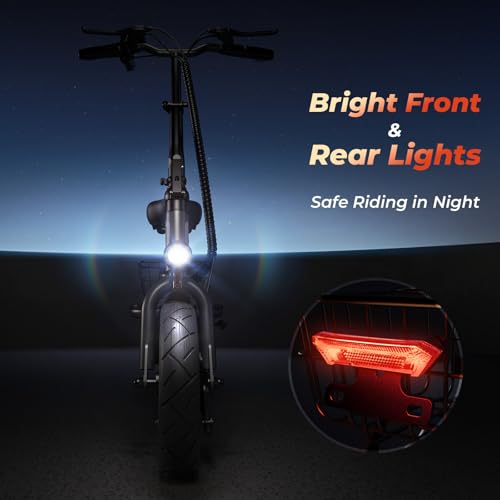 Electric Scooter with Seat, 37 Miles Long Range, 28 MPH Top Speed, 14" Pneumatic Tire A588