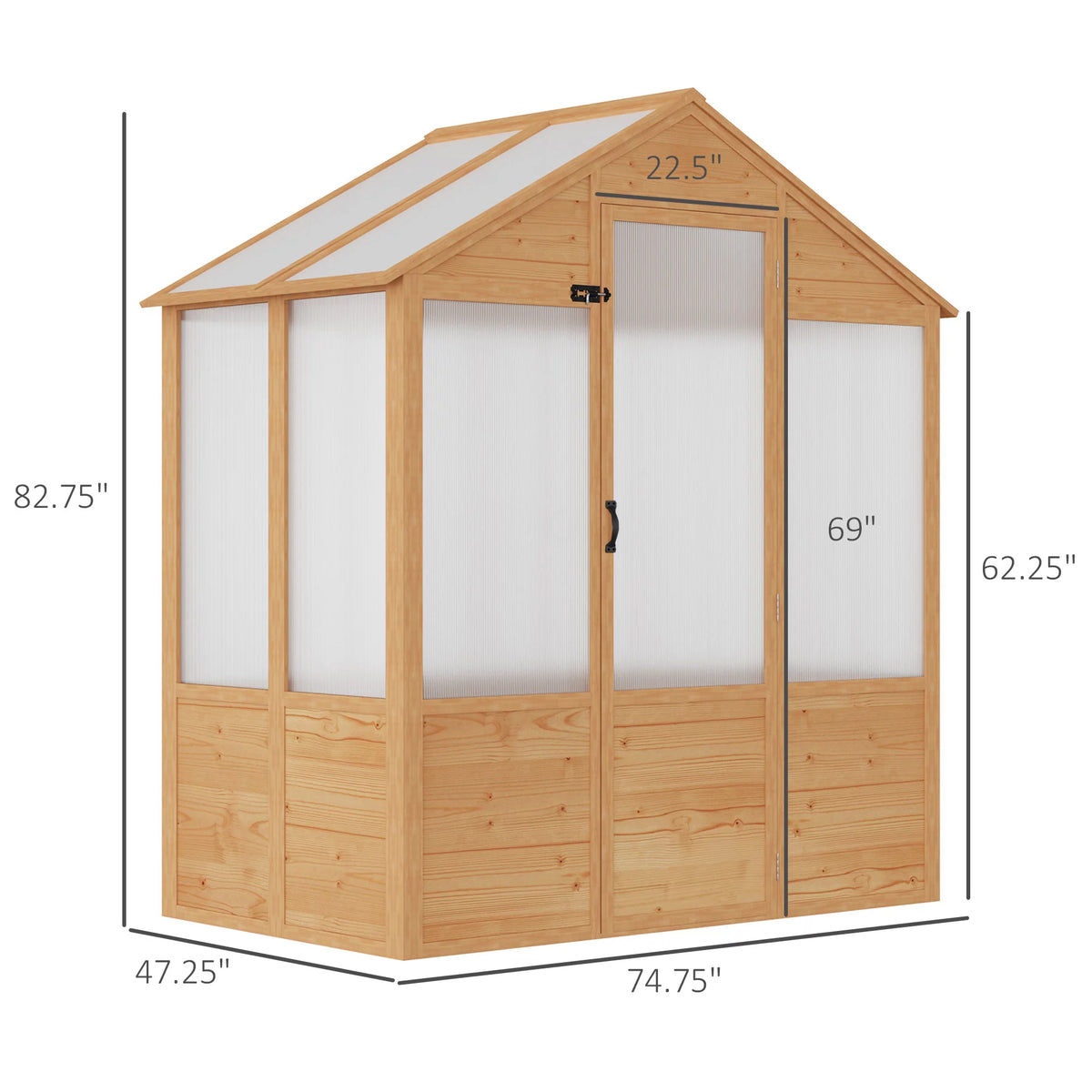 Natural Polycarbonate Wooden Greenhouse X26170