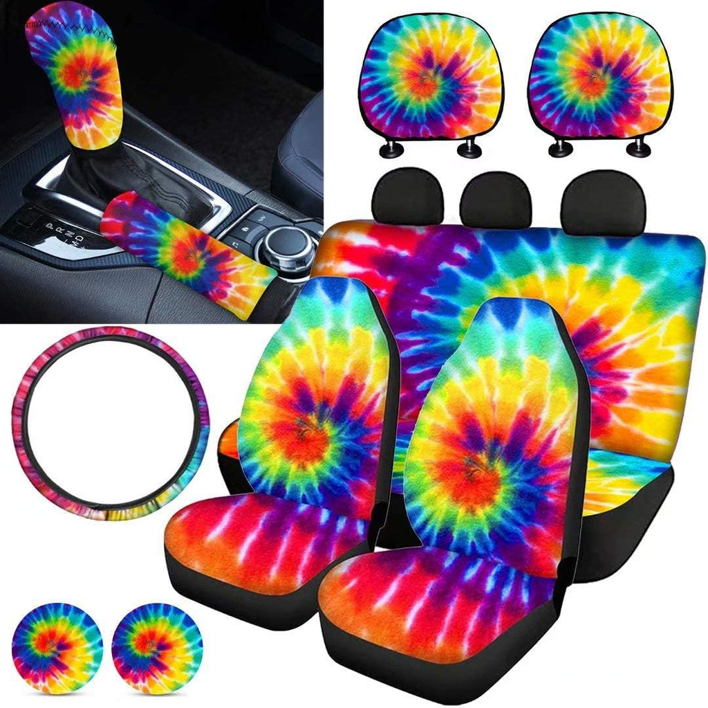 Purple Sugar Skull Car Seat Cover Set 11 PCS Q575