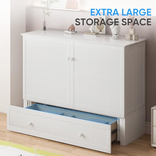Queen Murphy Bed with 2 Storage Drawers and USB Charging Station R883295
