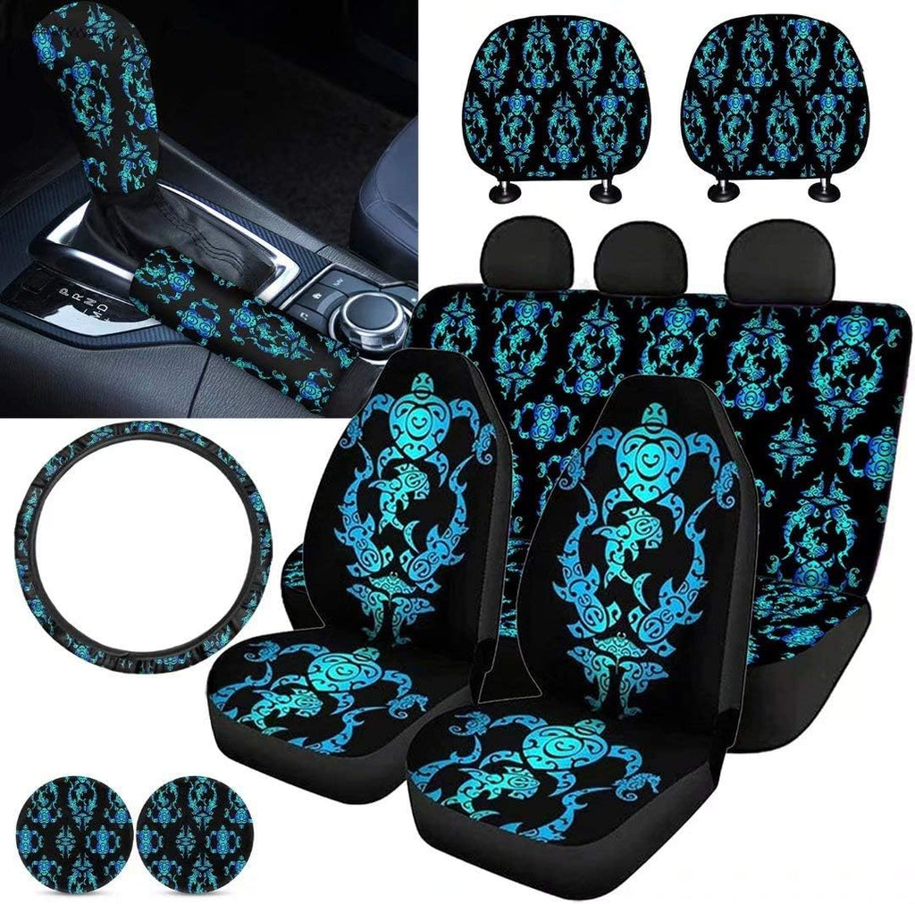 Purple Sugar Skull Car Seat Cover Set 11 PCS Q575