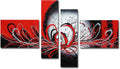 Black and Red Abstract Oil Painting on Canvas, Pack of 2 Y7797