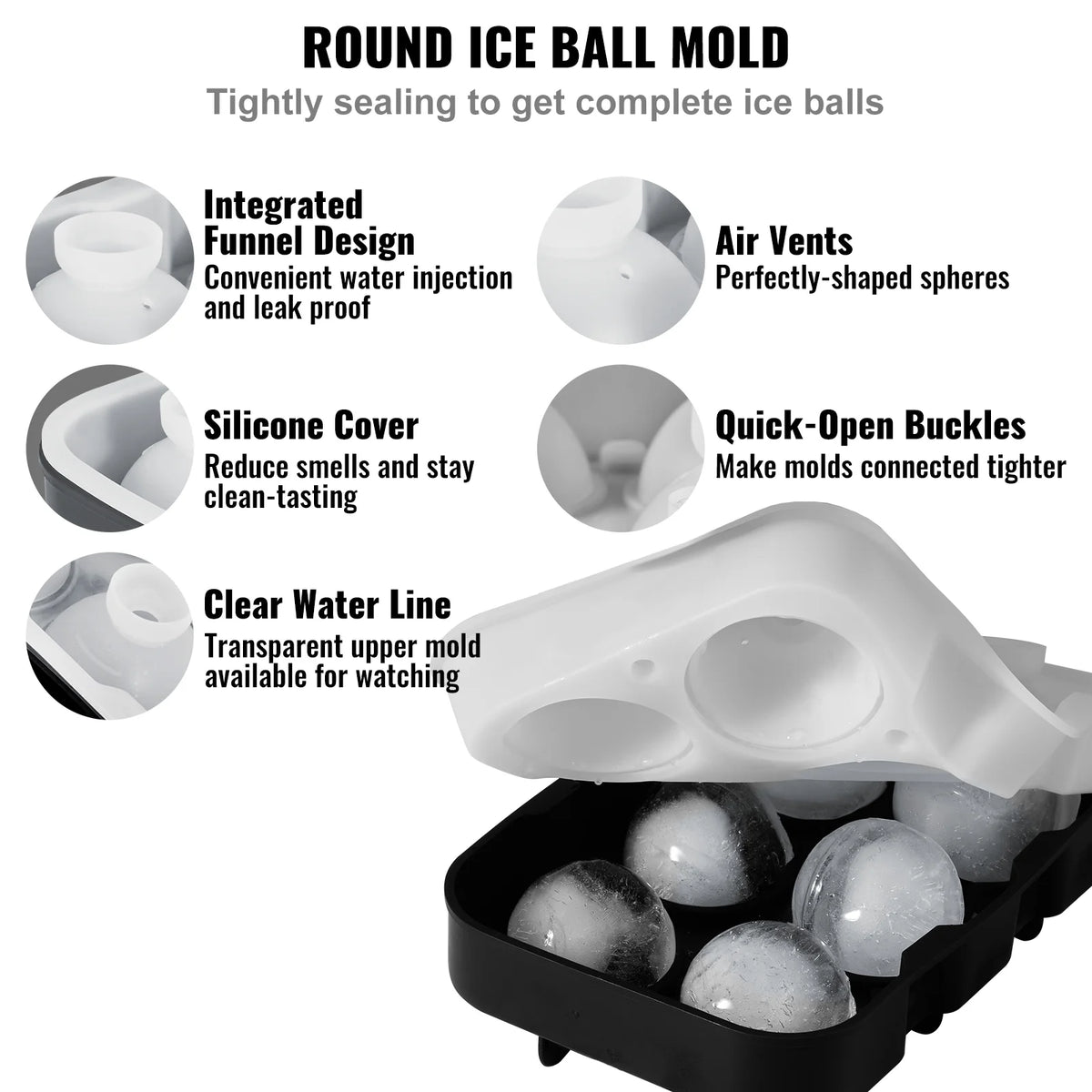 Silicone Ice Cube Tray with Lid 2 Packs E50378