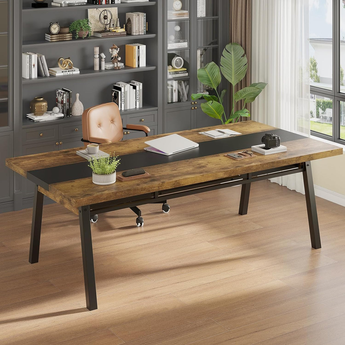 Brown 71-inch Rectangular Metal Frame Dining Table G780355