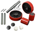 Pallet Jack Full Set Red with Axles, Steering Wheels, Front Load Roller, Entry Exit Roller and Protective Caps H8015