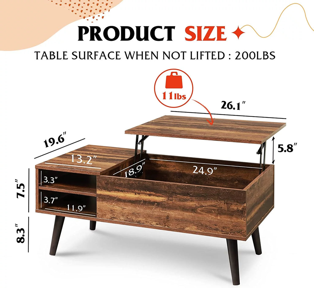 Lift Top Coffee Table with Storage D262