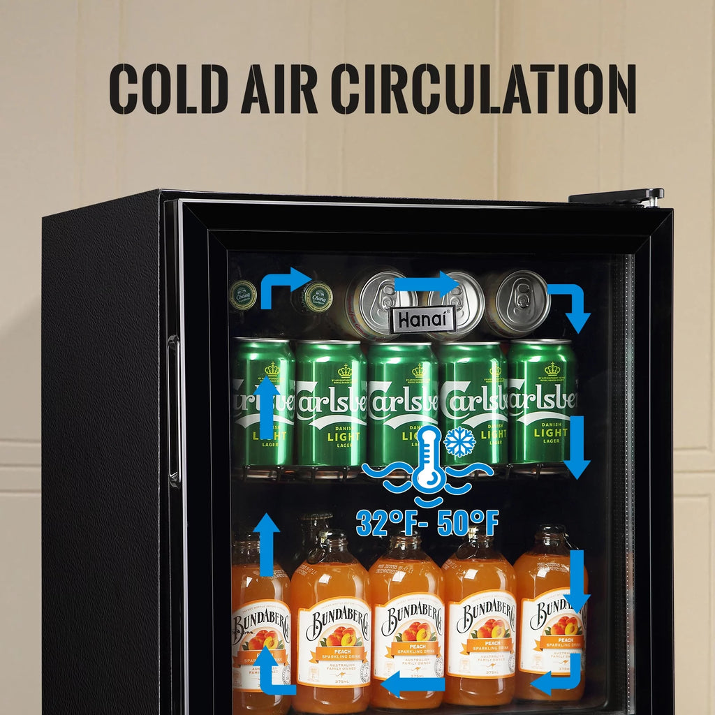 Beverage Refrigerator Cooler 60 Cans 1.7 Cu.ft Mini Fridge Glass Door S645
