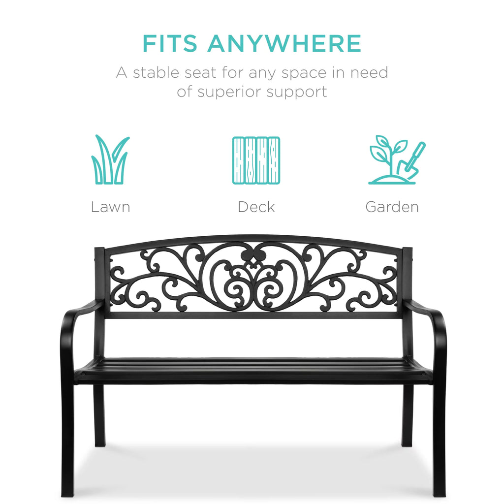 Black Steel Outdoor Bench Z571