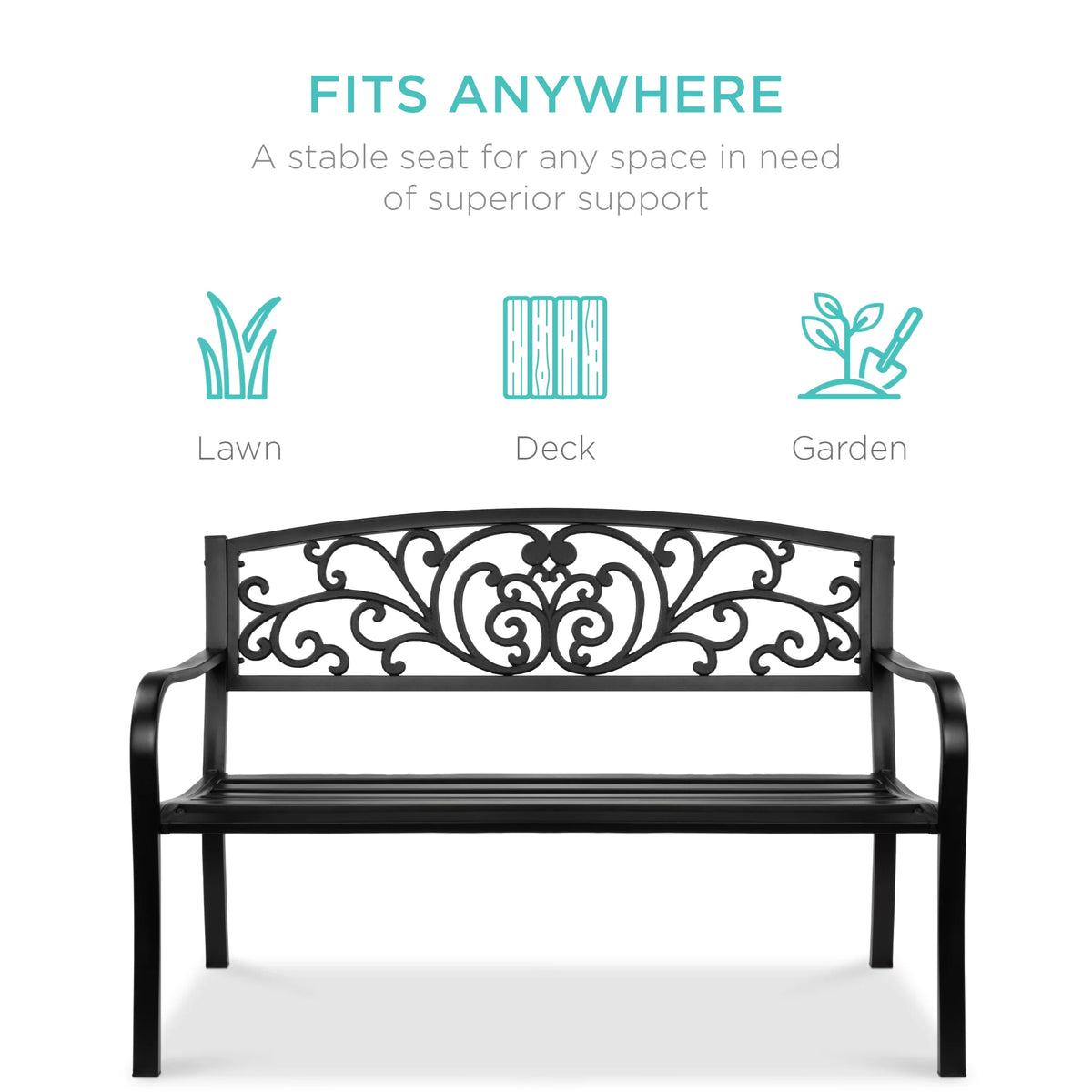 Black Steel Outdoor Bench Z571
