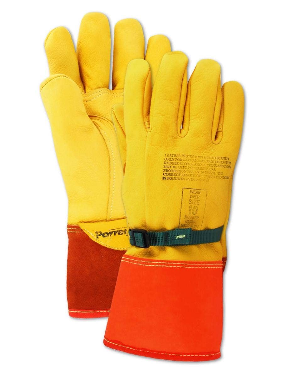 High Voltage Leather Protector Gloves, Size 10.5, Yellow (1 Pair) U30973