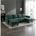 Green Sectional Sofa with Ottoman T3987