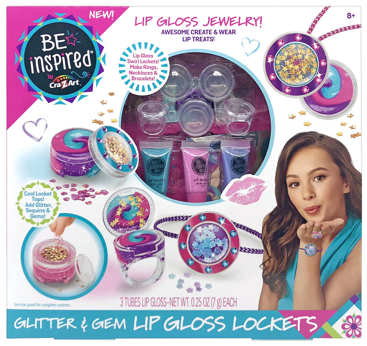 Glitter & Gem Lip Gloss Lockets Multicolor Craft Kit R264