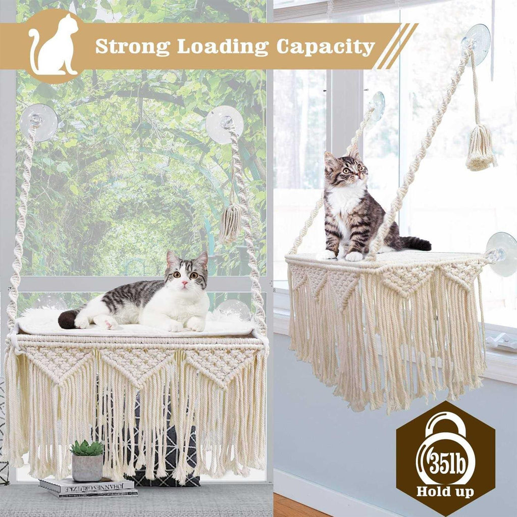 Macrame Cat Window Perch Hammock M8239