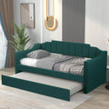 Upholstered Daybed with Trundle Sofa Bed Solid Wood Frame Y953948