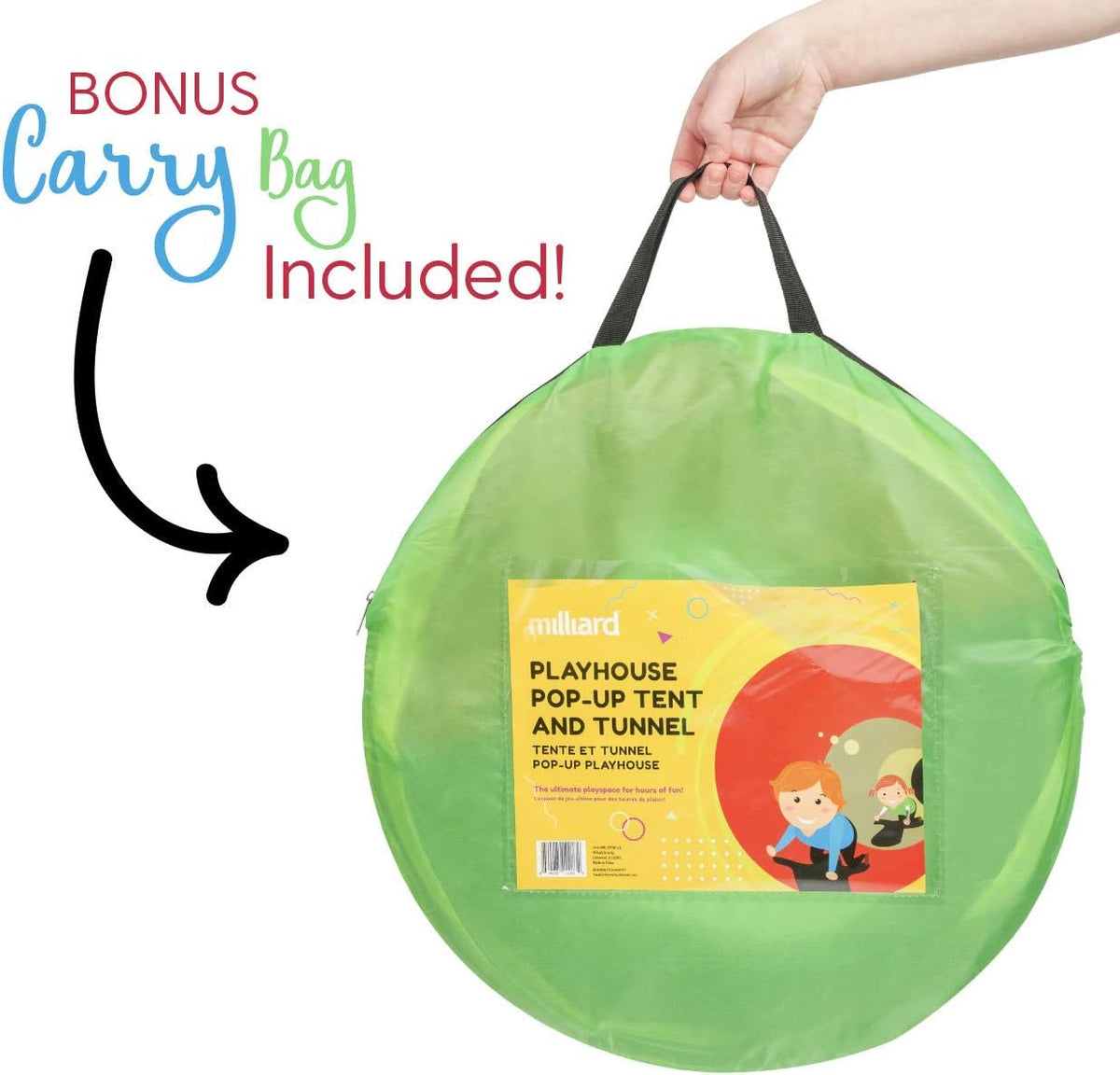 Kid's Pop up Tent Tunnel Playhouse with 50 Balls and Carry Bag M8706