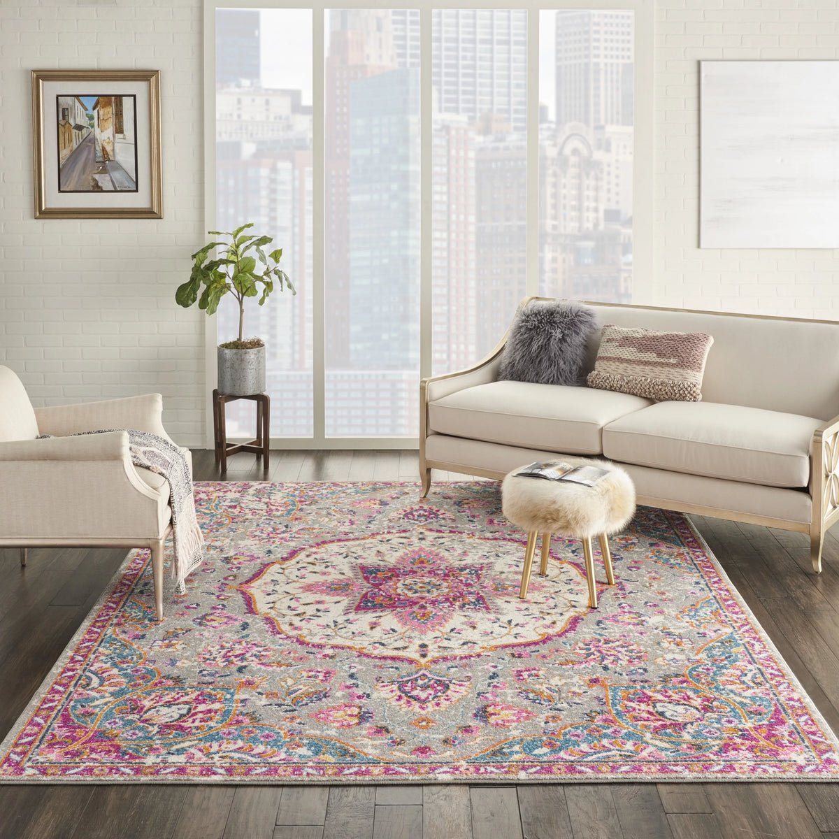 Grey Multicolor 8' x 10' Area Rug W352582