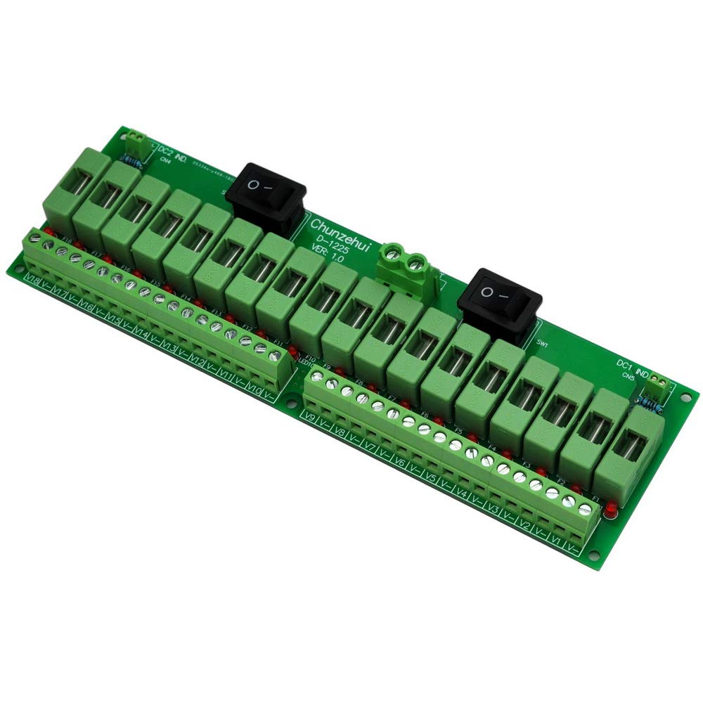 18 Channels 12V/24V 20A Power Distribution Fuse Module, Pack of 2 C4368