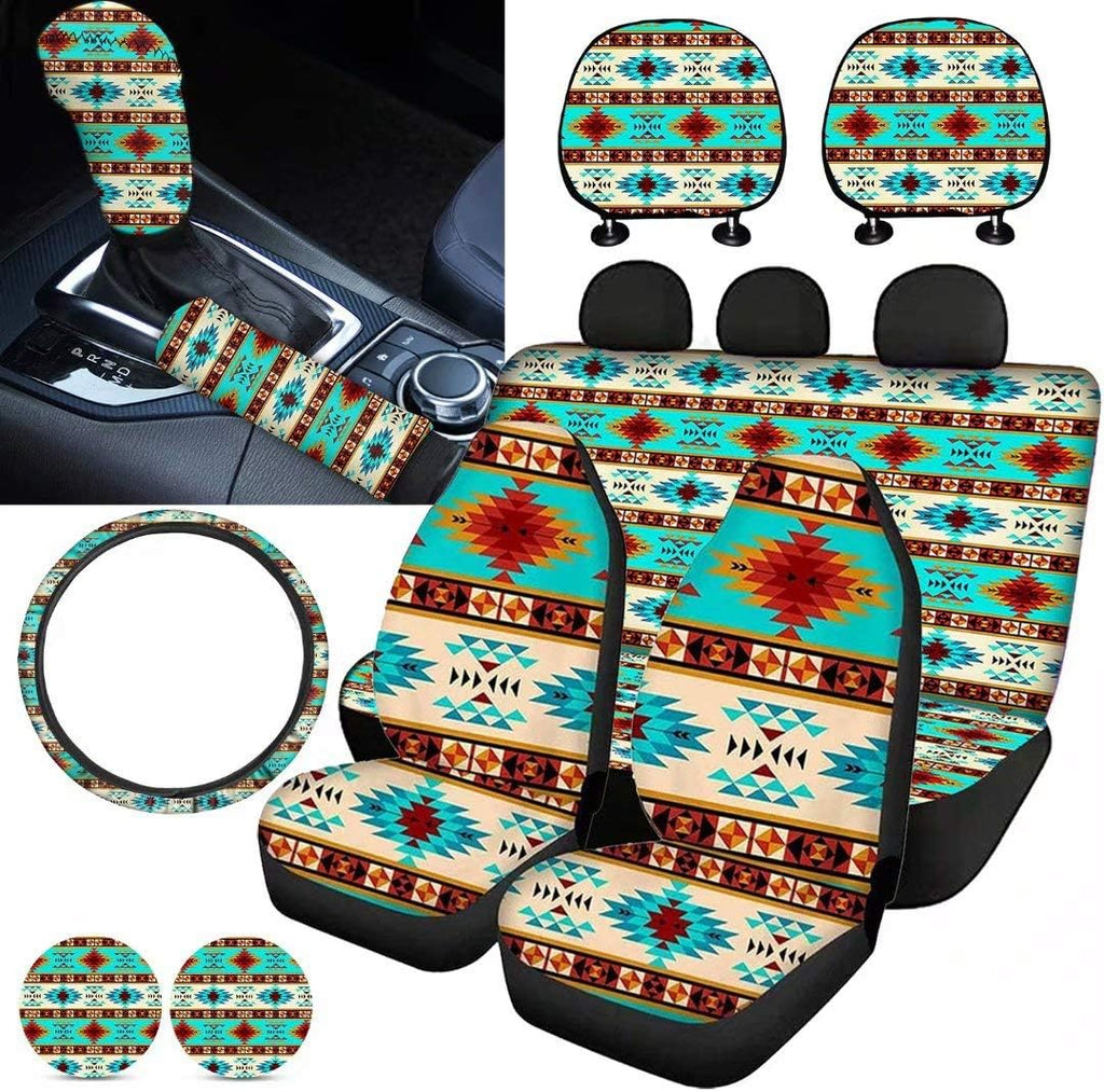 Purple Sugar Skull Car Seat Cover Set 11 PCS Q575