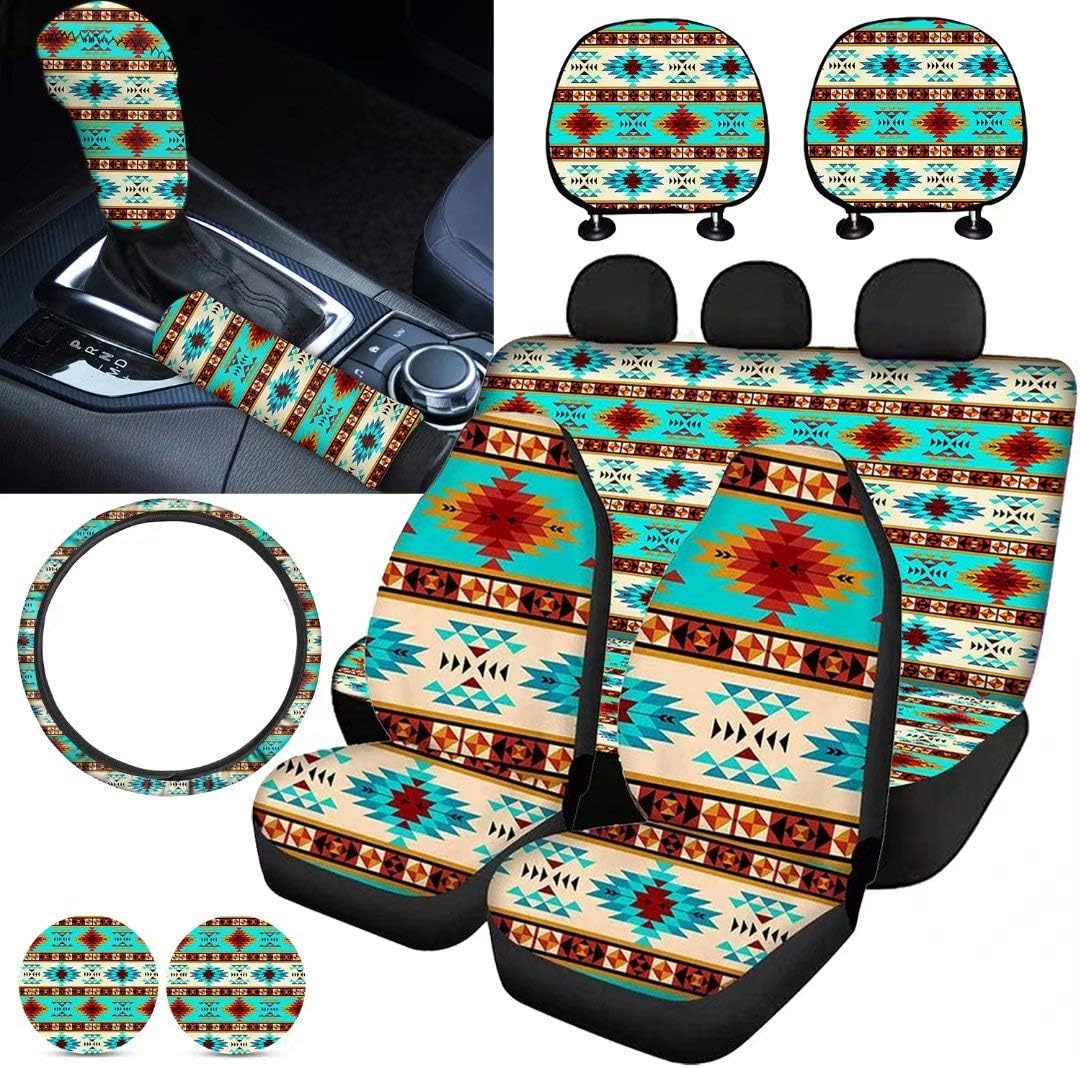 Purple Sugar Skull Car Seat Cover Set 11 PCS Q575