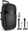 15" Bluetooth PA Speaker with 2 UHF Wireless Microphones, Black X477