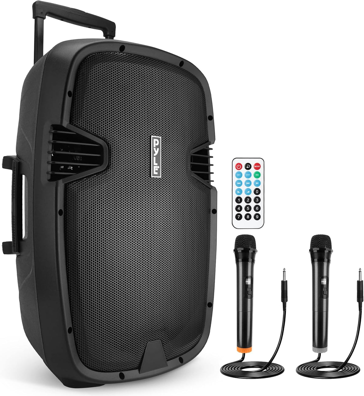 15" Bluetooth PA Speaker with 2 UHF Wireless Microphones, Black X477