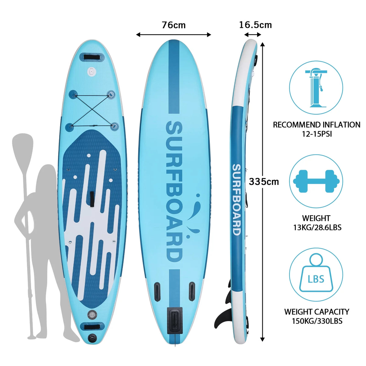 11 Ft Inflatable Stand Up Paddle Board and Sit-on Kayak Set L50076