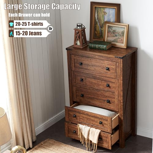 White 5 Drawer Wood Dresser B2027