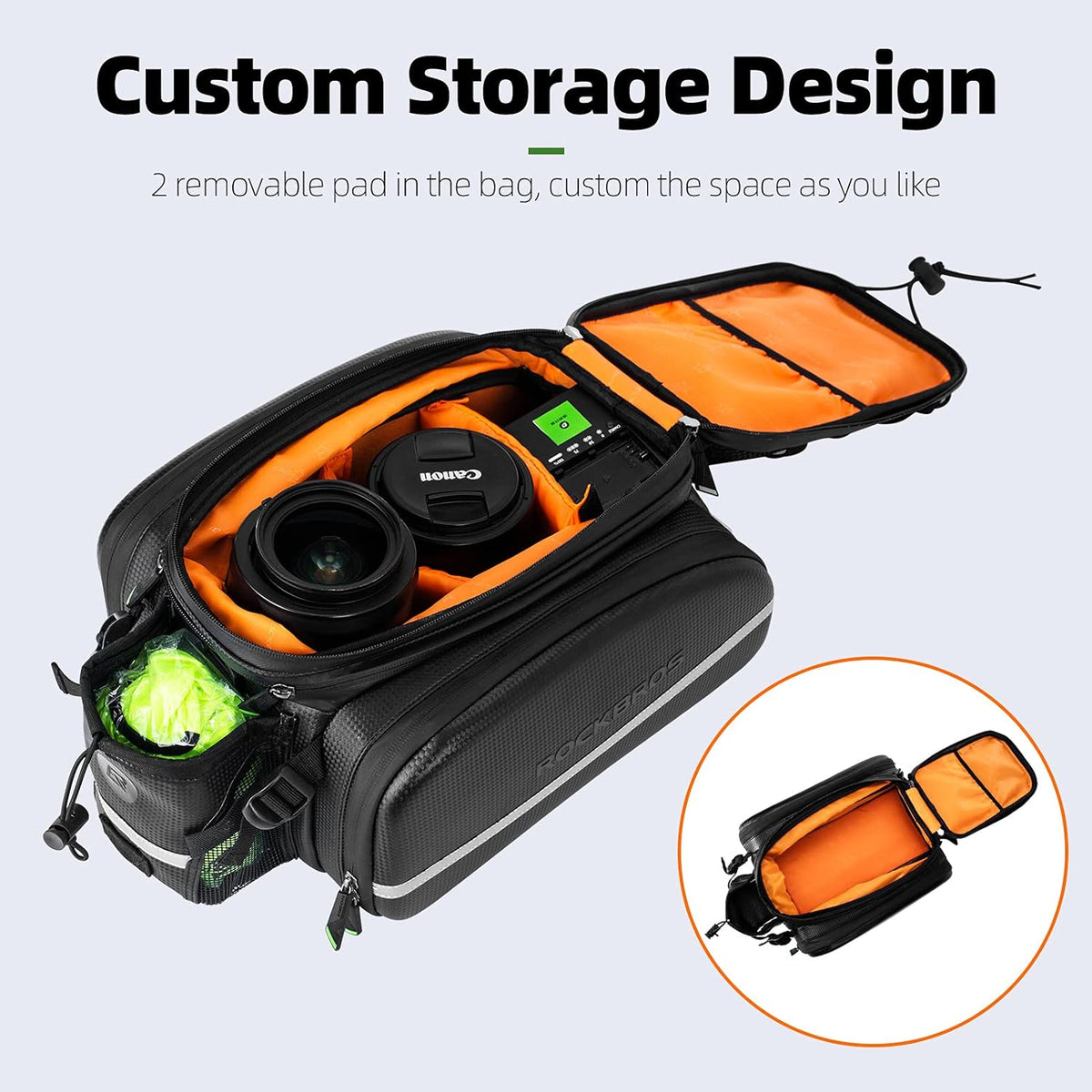 Waterproof Carbon Leather Bike Rack Trunk Bag V240383