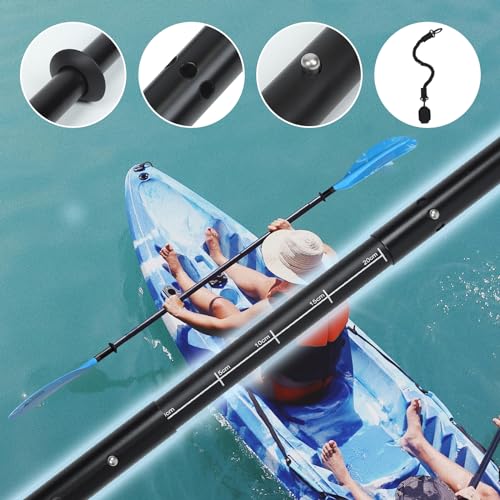 Adjustable Aluminum Kayak Paddle 90-98 inch with Paddle Leash D329