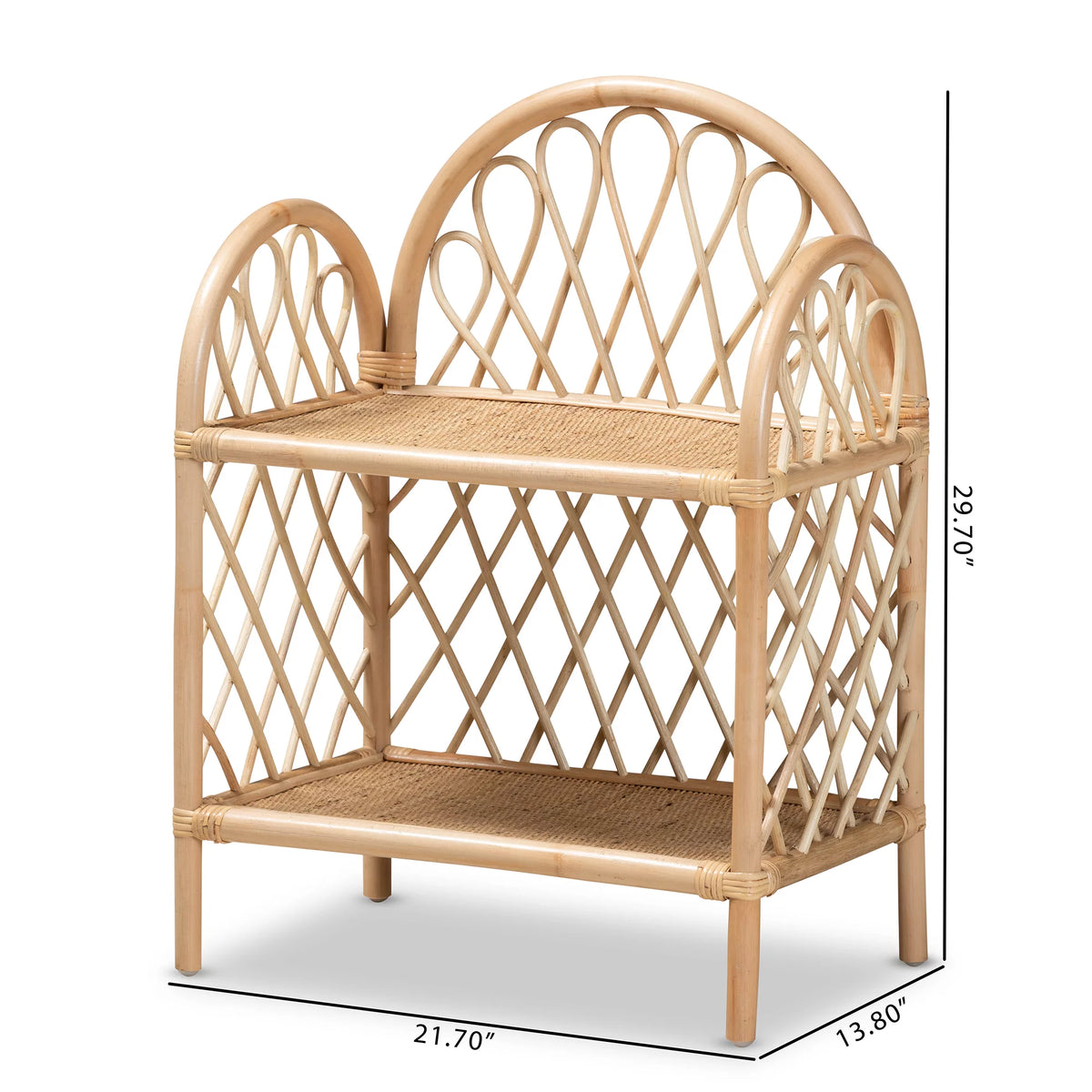 Natural Brown Rattan 2-Tier Display Shelf G534699