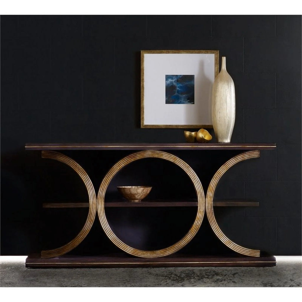 Dark Walnut Gold Wood Console Table G8471