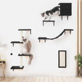 5pcs Wooden Cat Wall Shelves and Scratcher D99114