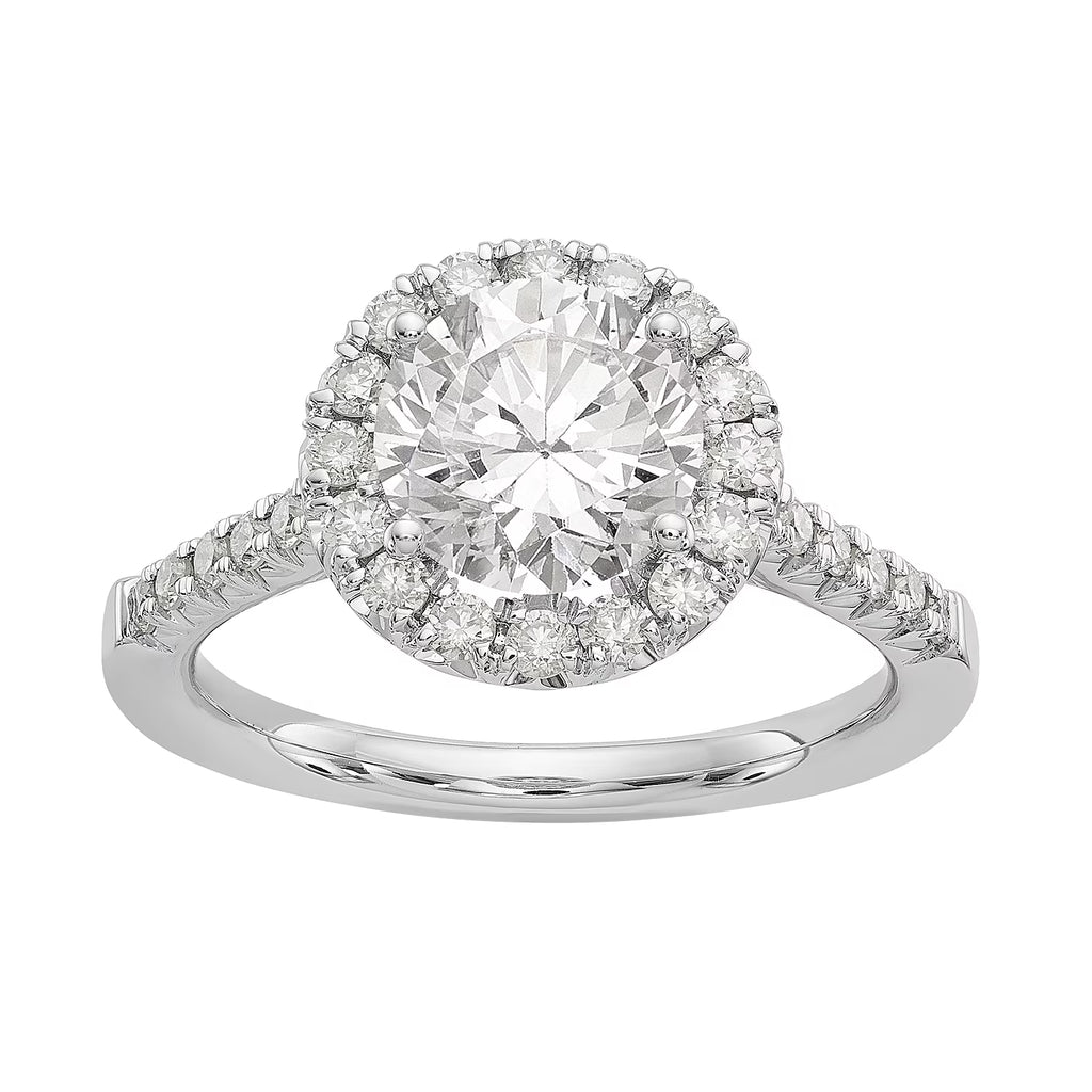 14 Karat White Gold Round Halo Moissanite Engagement Ring G7173