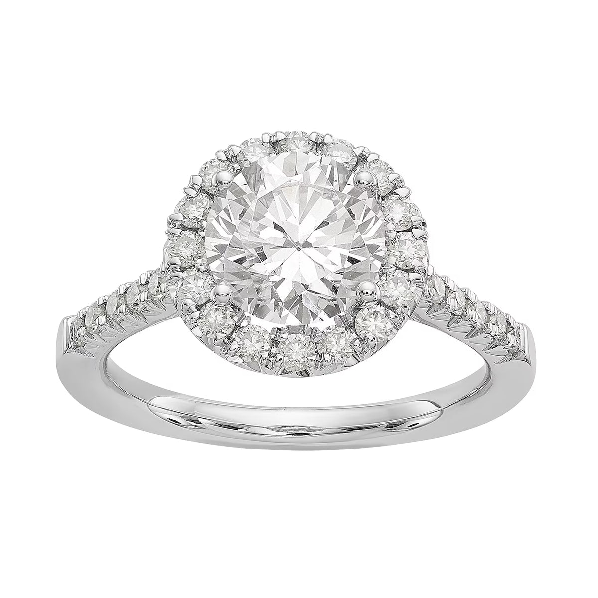 14 Karat White Gold Round Halo Moissanite Engagement Ring G7173
