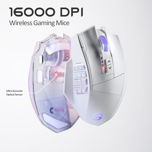 Wireless MMO Gaming Mouse, 16,000 DPI Optical Sensor, 16 Programmable Buttons M6127