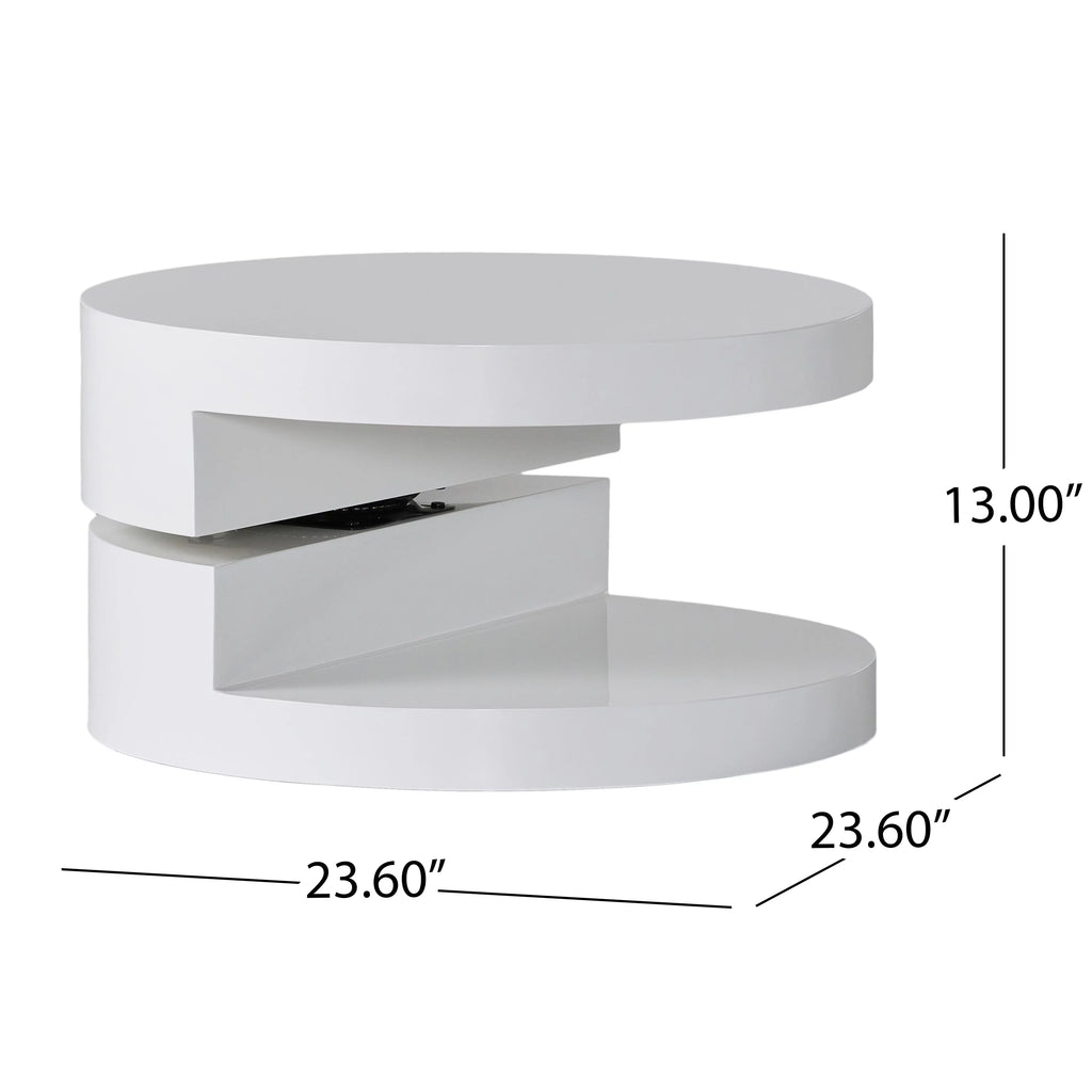 Glossy White Rotating Coffee Table B8947