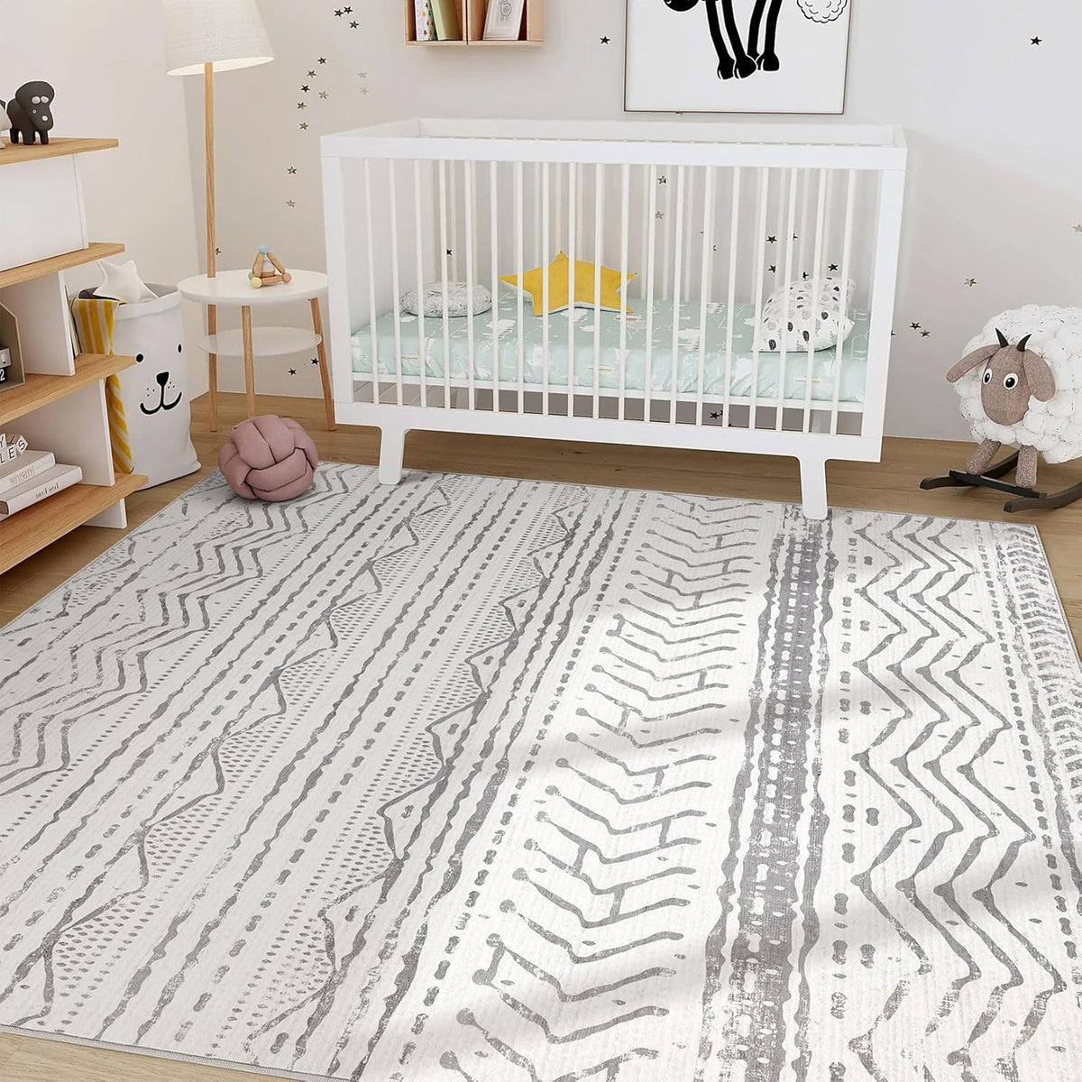 Grey 9x12 Machine Washable Area Rug C662774