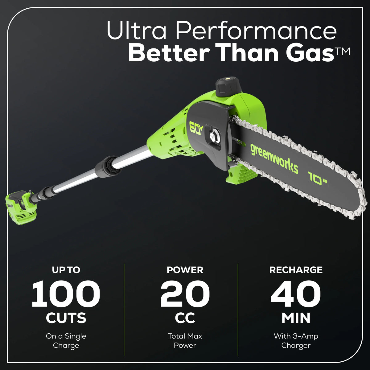 60V 10 Pole Saw with 2.0 Ah Battery & 3 Amp Charger J423038